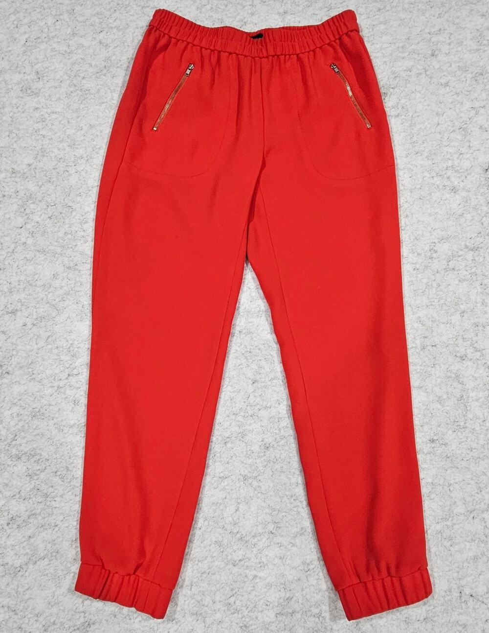 J Crew Joggers Turner Pants, Red, Zippered Pockets Elastic Waistband Womens Sz 2